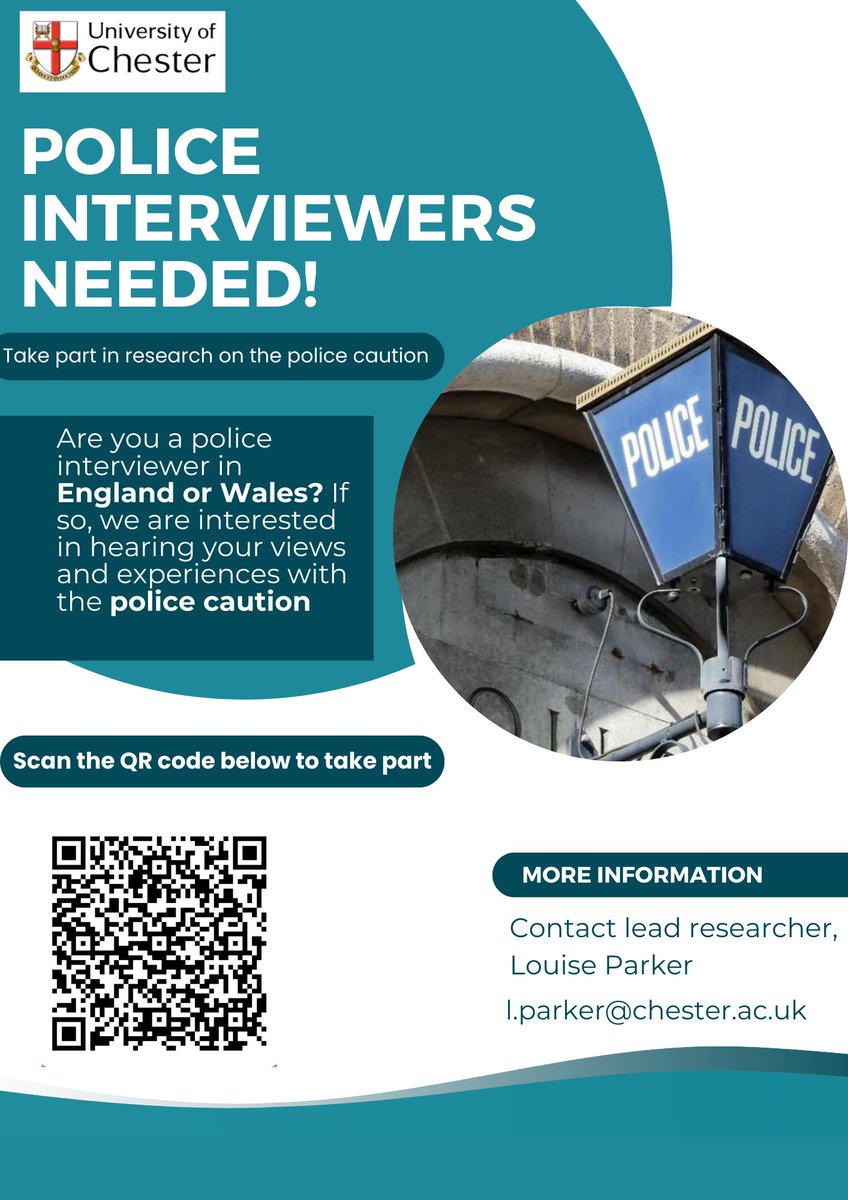 Louise Parker (@louiseparker_1) on Twitter photo 🚨Call for participants! 🚨 
Police interviewers needed for a PhD research study. If you are a serving or retired police officer based in England or Wales please consider taking part in this study.  #Police #policeinterviewer #policeinterview #policing #investigativeinterview 🚨Call for participants! 🚨 
Police interviewers needed for a PhD research study. If you are a serving or retired police officer based in England or Wales please consider taking part in this study.  #Police #policeinterviewer #policeinterview #policing #investigativeinterview