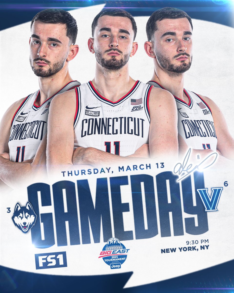 GAMEDAY.

🕤 9:30 p.m.
📍 New York, NY
🆚 Villanova
📺 FS1

uconnhuskies.com/mbbgameday