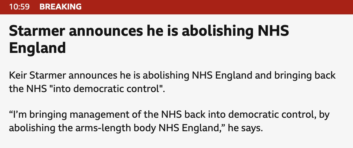 Huge news... as PM today announces he is abolishing NHS England! #NHS