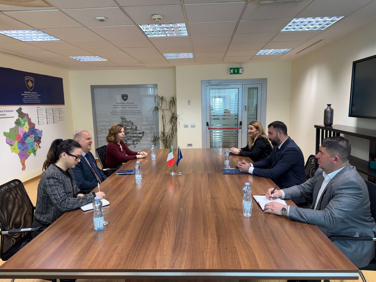 Amb. De Riu held a fruitful meeting with Min. <a href="/elbertkrasniqi/">elbertkrasniqi</a>. They discussed current political developments in the post-election phase &amp; the creation of new institutions. Amb. De Riu expressed his appreciation for the excellent cooperation with Mr. Krasniqi during his mandate.