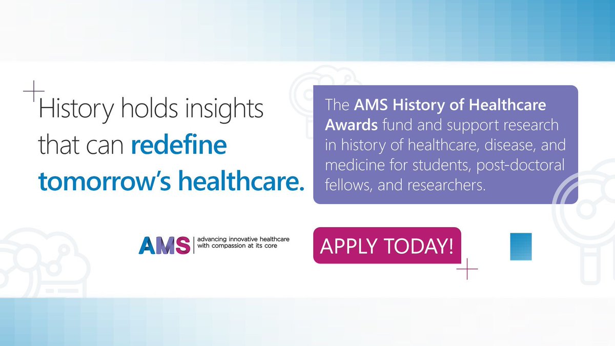 AMS Healthcare (@amshealthcare) on Twitter photo History offers lessons that can help create a more inclusive, equitable healthcare system.
The 2025 AMS History of Healthcare Awards support research that explores historical challenges in healthcare.
Apply now at <a href="/OSSUtweets/">OSSU Tweets</a>:
buff.ly/UHGneY5 History offers lessons that can help create a more inclusive, equitable healthcare system.
The 2025 AMS History of Healthcare Awards support research that explores historical challenges in healthcare.
Apply now at <a href="/OSSUtweets/">OSSU Tweets</a>:
buff.ly/UHGneY5