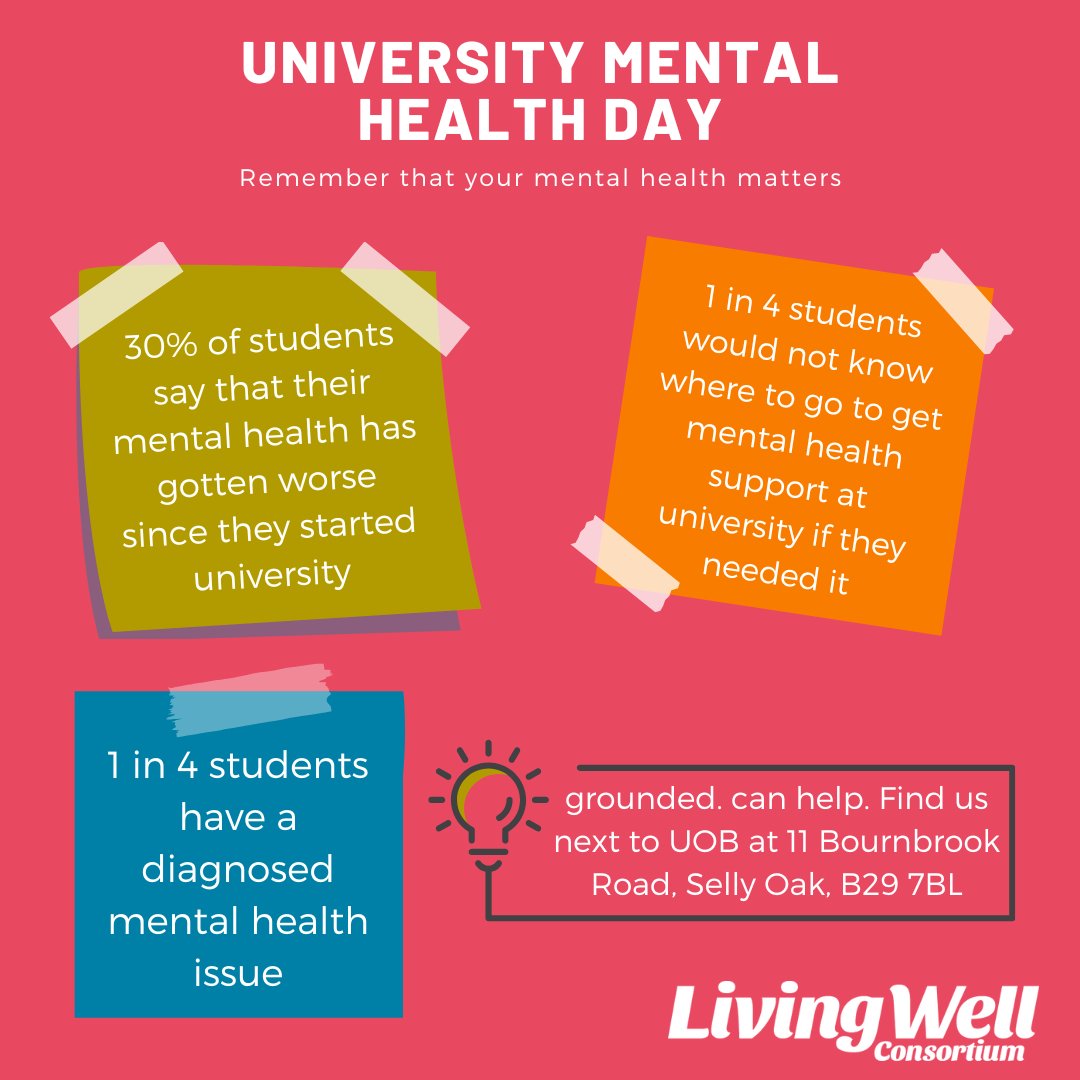 Are you a student in need for mental health support? 

Our grounded. venue in Selly Oak is here to help you. 
Visit us right beside the UOB at 11 Bournbrook Road, Selly Oak, Birmingham B29 7BL. 

#UOB #UniversityofBirmingham