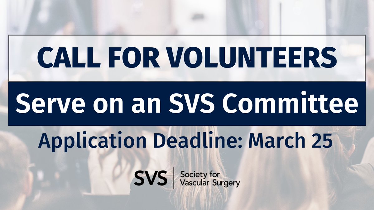 📢The SVS is looking for dedicated members to serve on committees and help shape the future of vascular surgery. This is a great opportunity to gain leadership experience and expand your network. Apply by March 25: ow.ly/usKO50VgC1T