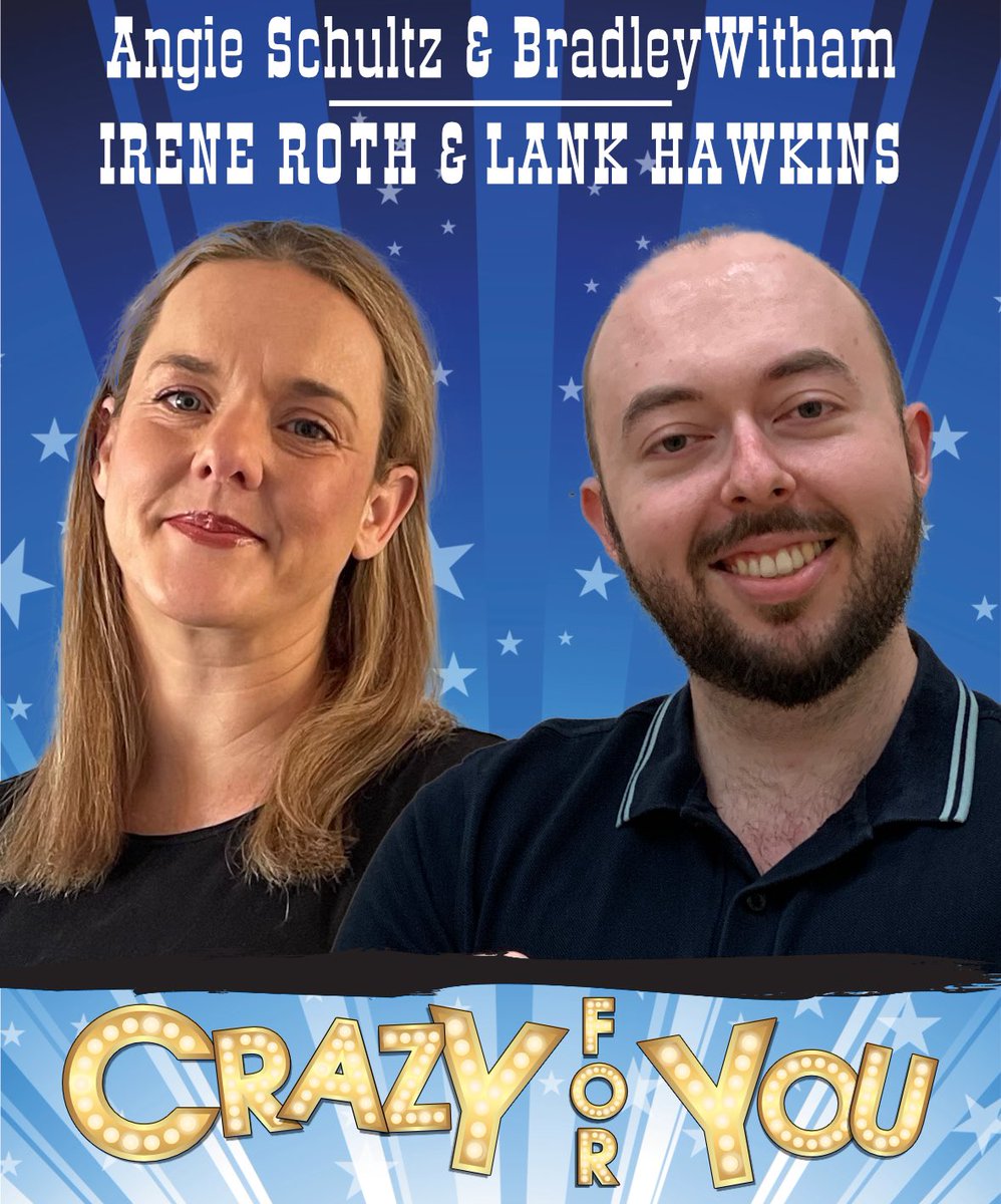 EpsomLightOpera's tweet image. 🎭 Meet Irene Roth &amp;amp; Lank Hawkins! 🎭

Next up in our Crazy for You 💫 cast introductions, we have the fabulous Angie Shultz as the strong-willed Irene Roth and the charismatic Bradley Witham as the ambitious Lank Hawkins!