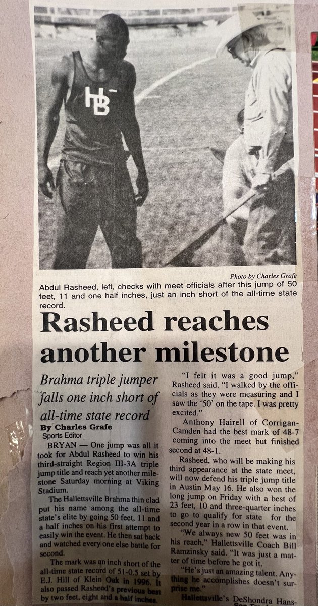 Abdul Rasheed (@dulorasheed) on Twitter photo This evening, I will be attending the Brahma Relays <a href="/hbteams/">Hallettsville Brahma Athletics</a> in my hometown of Hallettsville. I will be recognized for my accomplishments there and will also be the “Honorary Starter” for the Relays. I would like to express my gratitude to Coach Levi <a href="/CoachLeviMonty/">Levi Montgomery</a> and Staff for This evening, I will be attending the Brahma Relays <a href="/hbteams/">Hallettsville Brahma Athletics</a> in my hometown of Hallettsville. I will be recognized for my accomplishments there and will also be the “Honorary Starter” for the Relays. I would like to express my gratitude to Coach Levi <a href="/CoachLeviMonty/">Levi Montgomery</a> and Staff for