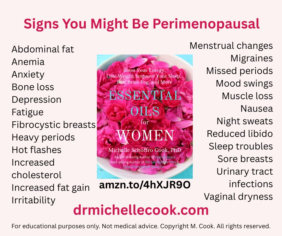 Are you experiencing perimenopause? It's the time of a woman’s life when she starts experiencing changes up to ten years prior to menopause. Learn more in my book ESSENTIAL OILS FOR WOMEN Print: amzn.to/4hXJR9O
Kindle: amzn.to/3WWqKVq