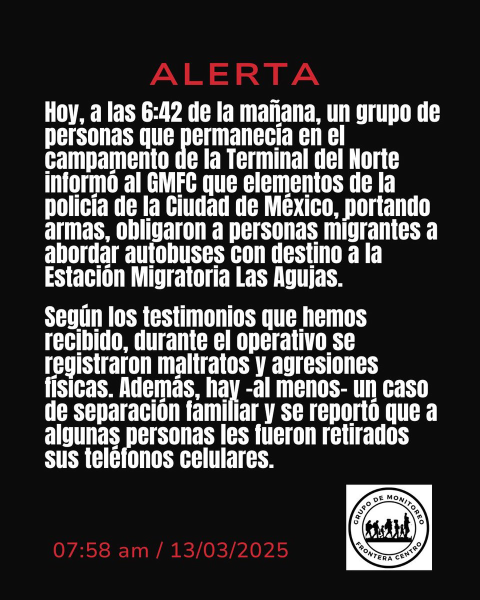🚨🚨🚨
Información reciente sobre el campamento de personas migrantes de Terminal del Norte