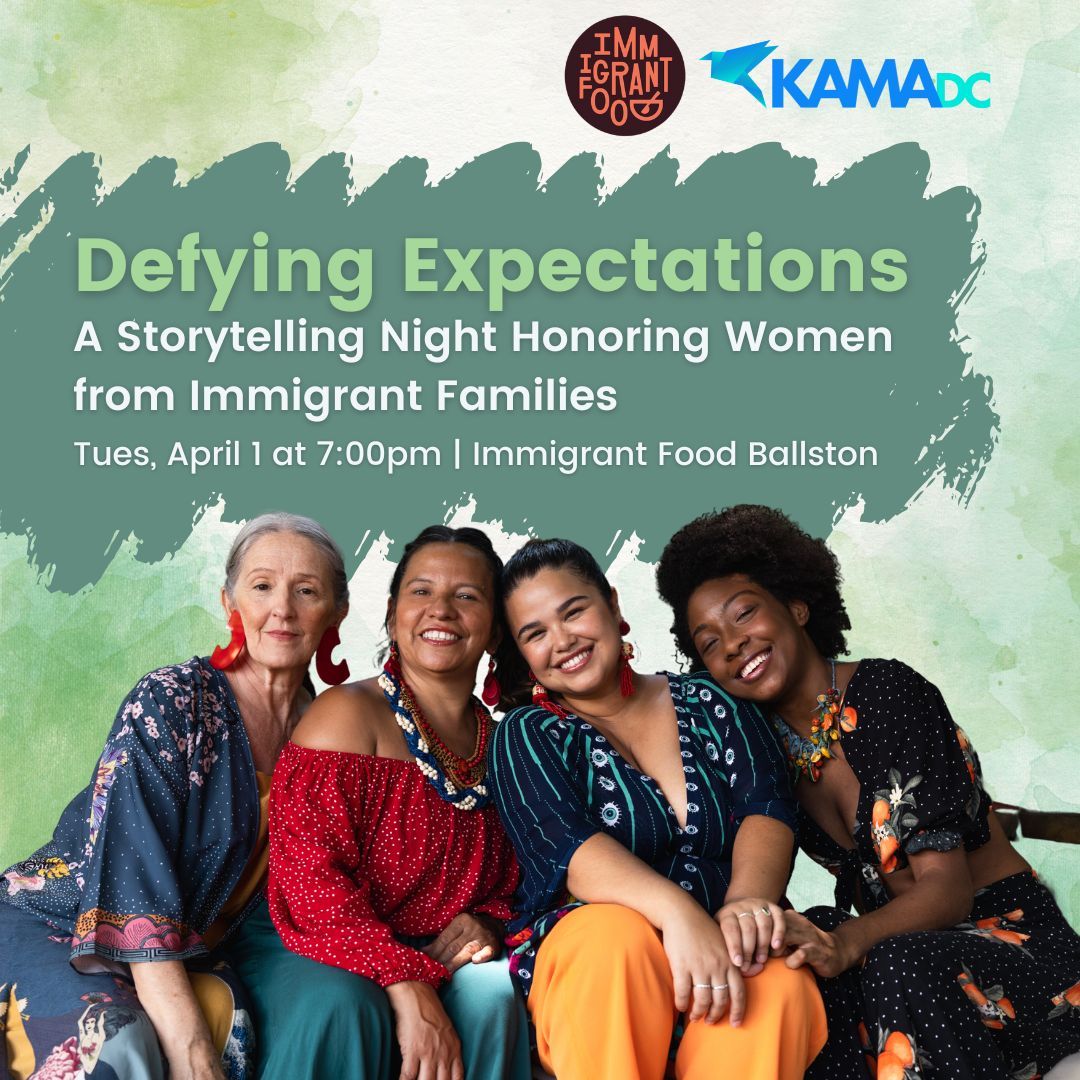 On Apr 1 at <a href="/immigrantfooddc/">Immigrant Food</a> in Ballston, we'll shine a spotlight on the journeys of women from immigrant families, exploring the pivotal moments in their lives where they have defied expectations. Join us: eventbrite.com/e/defying-expe…