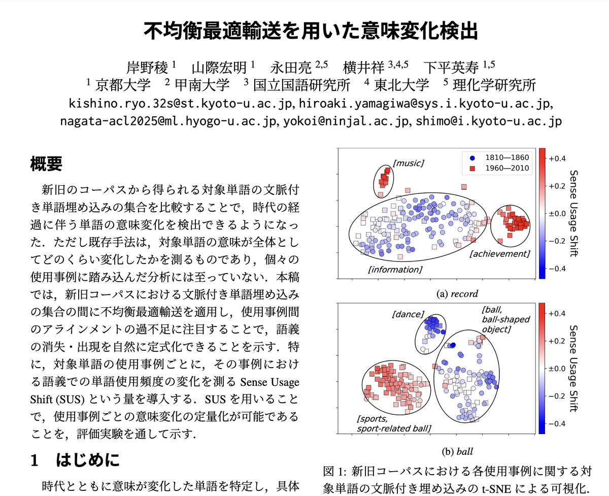 sho_yokoi's tweet image. #NLP2025 で賞を頂きました。主著・共著の皆さんおめでとうございます 🎉🎉

🏆 @HarutoK_t8 さん (若手奨励賞)： モデルマージを幾何的に特徴づける話
🏆 @ryolyo_ さん (委員特別賞)： 語義の出現・消失を最適輸送で捉える話
