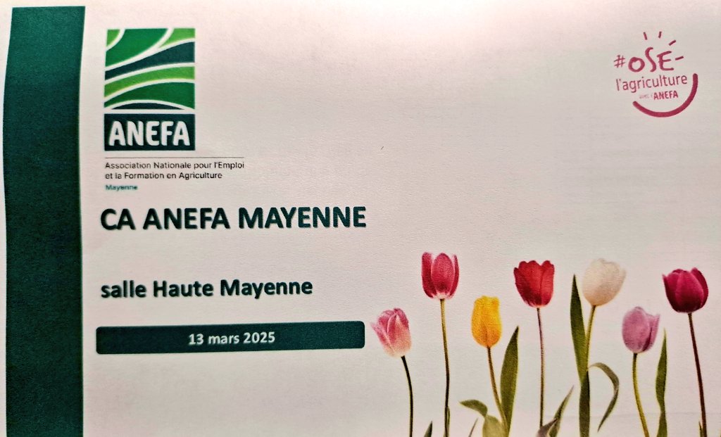 [#Emploi] Aujourd'hui, c'est Conseil d'administration de l'<a href="/AnefaMayenne/">ANEFA Mayenne</a>. Rétrospectives des actions de ce début d'année, point sur le dispositif #Agrimouv, point d'étape sur notre service d'#orientation sur les métiers de l'#Agriculture, préparation de notre #AG de mai prochain.