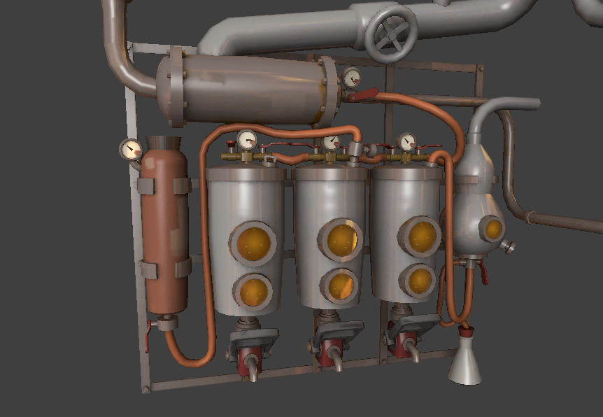 TF2DevTrivia's tweet image. Several elements of the Quick Fix's backpack mesh appear to be recycled from an older "Brewery" model created for an earlier iteration of Meet the Medic, suggesting that the backpack may have actually been made from some form of a beer keg.