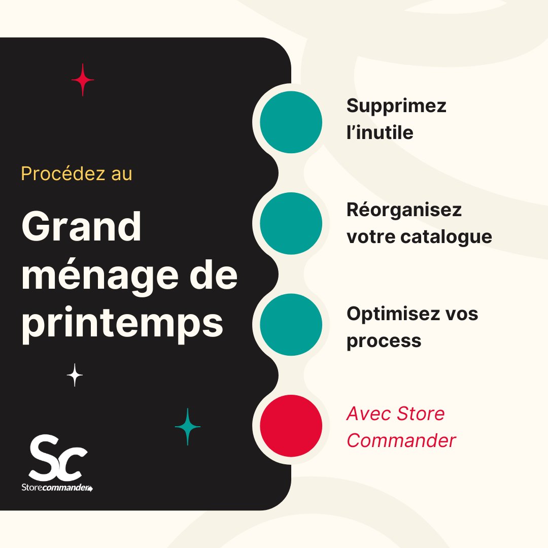 🌿 Le printemps est là, il est temps d’optimiser votre boutique ! 🧹🚀

✅ Nettoyez vos données
✅ Réorganisez votre catalogue
✅ Boostez vos performances

📖 Découvrez nos conseils ➡️storecommander.com/blog/fr/foncti…

#ecommerce #StoreCommander