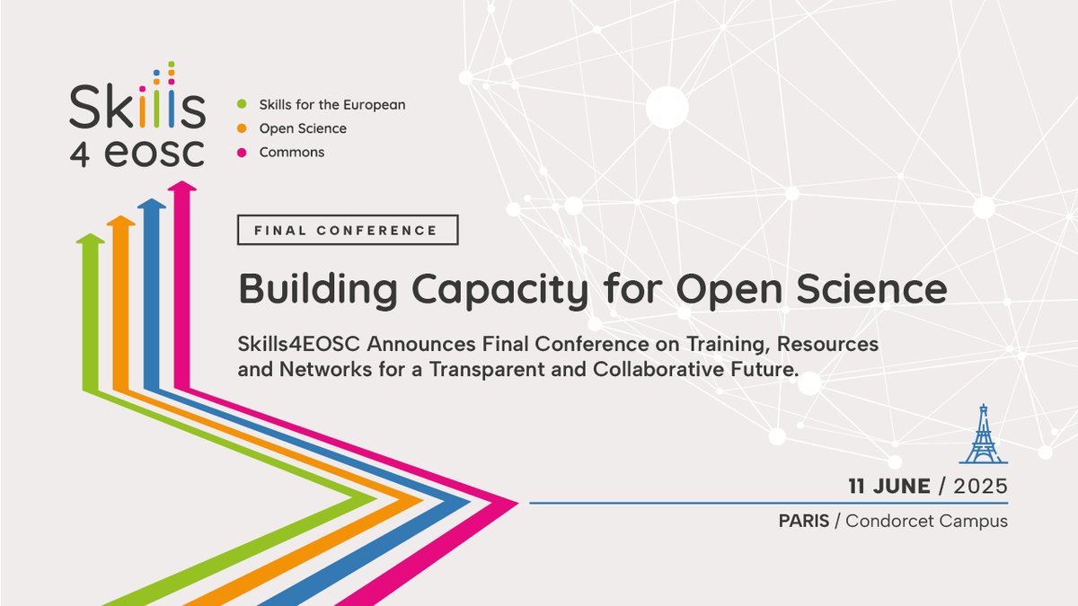 Skills4EOSC (@skills4eosc) on Twitter photo 🚀 Join us in Paris for the Skills4EOSC Final Conference! 🌍
📅 June 11, 2025
📍 <a href="/CampusCondorcet/">Campus Condorcet</a> , Paris
✅ Explore the strategic vision for #OpenScience skills & the role of Competence Centres
🔗 Register now! Seats are limited 👉 bit.ly/43KJrQ1 🚀 Join us in Paris for the Skills4EOSC Final Conference! 🌍
📅 June 11, 2025
📍 <a href="/CampusCondorcet/">Campus Condorcet</a> , Paris
✅ Explore the strategic vision for #OpenScience skills & the role of Competence Centres
🔗 Register now! Seats are limited 👉 bit.ly/43KJrQ1
