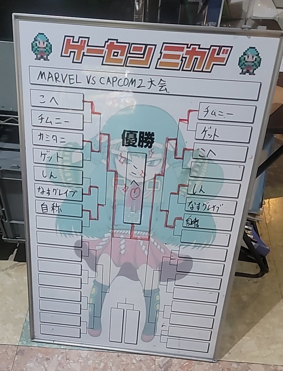 ゲーセンミカドマブカプ2制限なし大会
えげつないブロックに入ったので早々に負けたー⤵⤵
