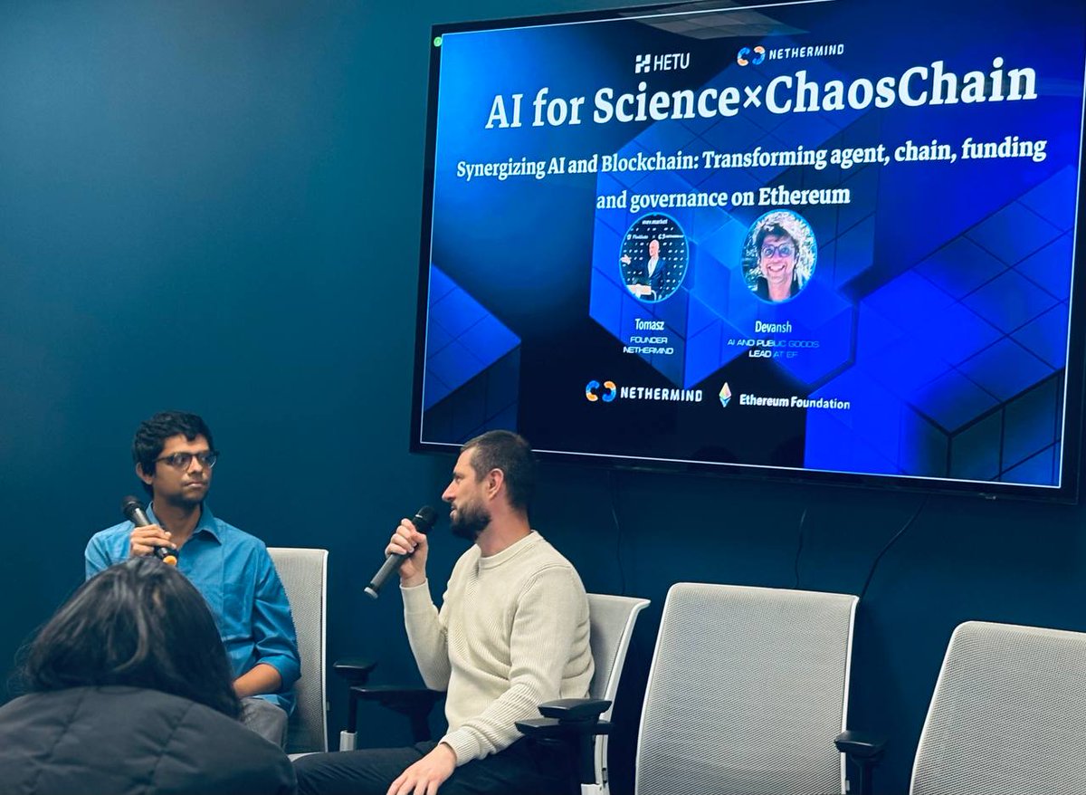 hetu_protocol's tweet image. HETU hosted a side event with @NethermindEth   during ETHSF @ethereumsf  recently 🙌The founder of Nethermind and ED of the EF Foundation @tkstanczak  introduced an open-source experimental project @Ch40sChain  - a Layer Two of Madness where AI and human validators dynamically…