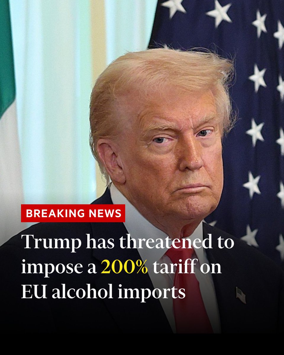 Only one response to this madman who wants to destroy the global economy..

🇧🇪Belgian Beer on all 🇪🇺 shelves (The best anyway). No more unnecessary American IPAs. 

🇫🇷French Champagne, as it should be.

🇮🇹Italian Grappa.(🏴󠁧󠁢󠁳󠁣󠁴󠁿Scottish whisky, maybe, too if the Brits come back! ;-)