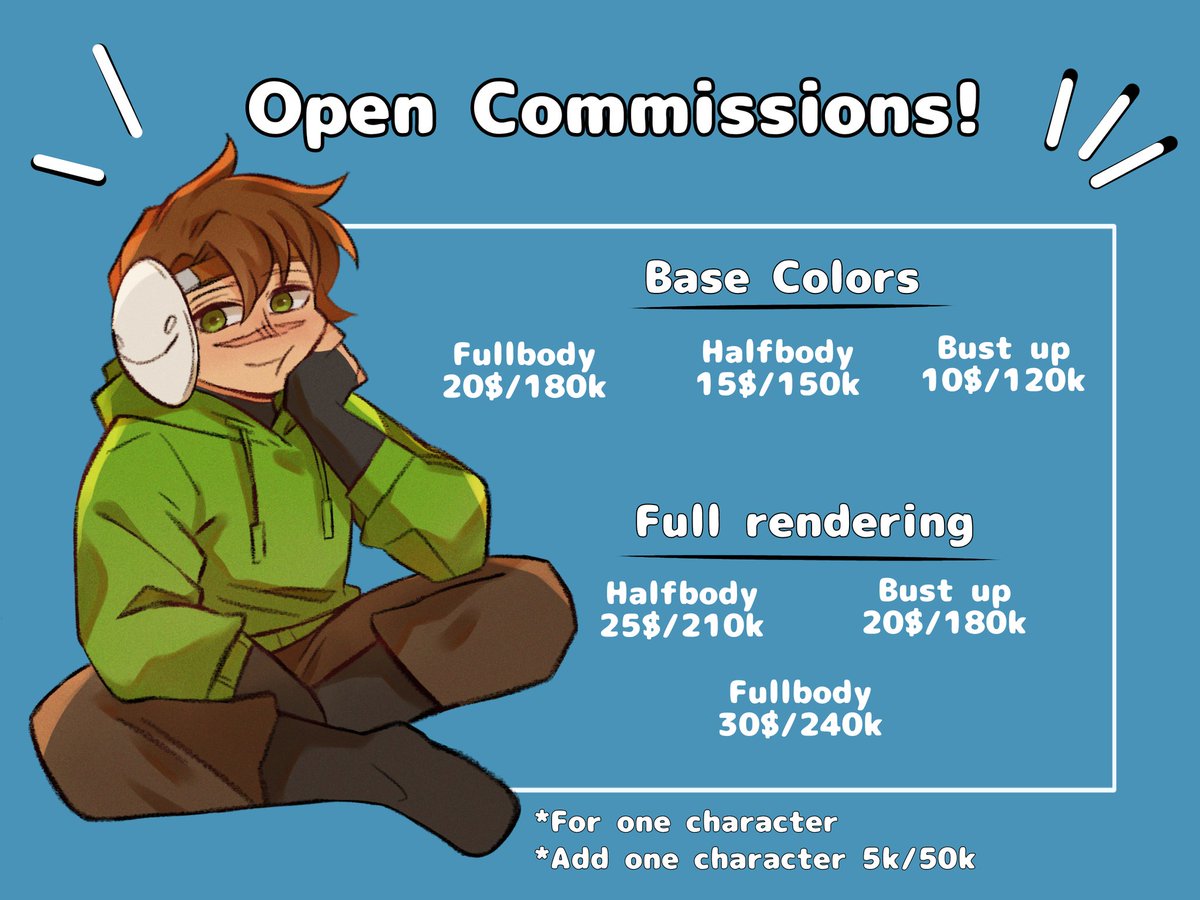 Lazyhumanoid30's tweet image. Commissions open!

Like and share are appreciated 🙇
If you have any questions just dm me 🙌