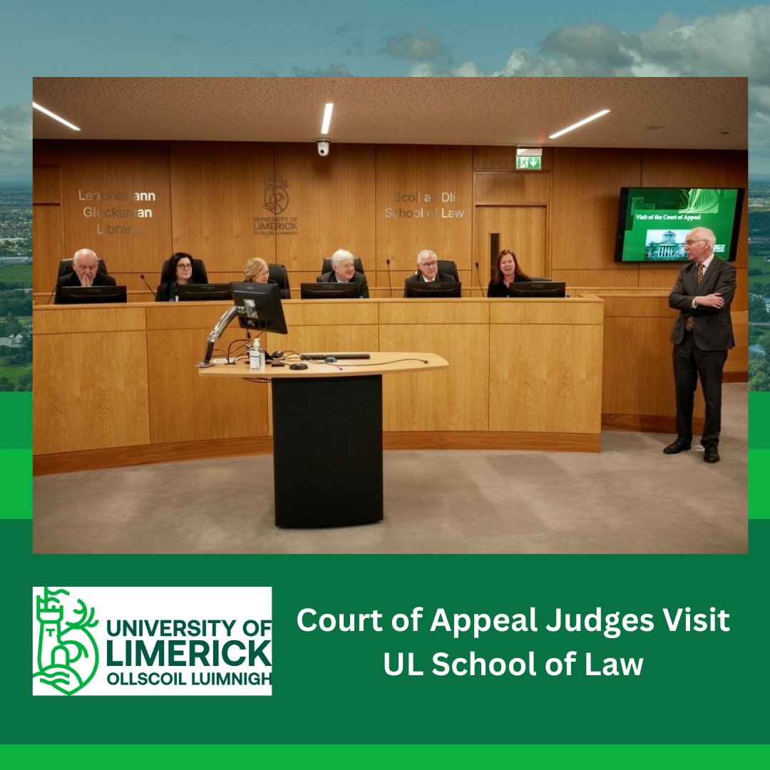 UL School of Law (@ulschooloflaw) on Twitter photo On 6 March 2025, the School of Law was delighted to welcome the Court of Appeal to <a href="/UL/">University Of Limerick</a> during the Court's historic first sitting in Limerick. Staff & students received fascinating insights about the work of the Court and also heard from judicial assistants about their role (1/2). On 6 March 2025, the School of Law was delighted to welcome the Court of Appeal to <a href="/UL/">University Of Limerick</a> during the Court's historic first sitting in Limerick. Staff & students received fascinating insights about the work of the Court and also heard from judicial assistants about their role (1/2).