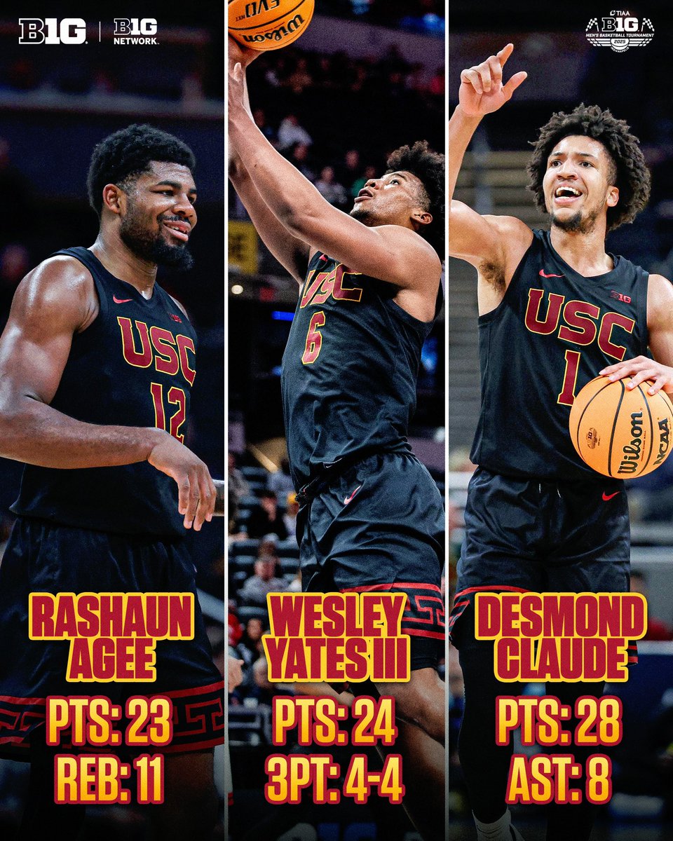 Big Ten Men's Basketball (@b1gmbball) on Twitter photo These three Trojans had themselves a game in <a href="/USC_Hoops/">USC Men's Basketball</a>’ first ever #B1GMBBT game ‼️ These three Trojans had themselves a game in <a href="/USC_Hoops/">USC Men's Basketball</a>’ first ever #B1GMBBT game ‼️