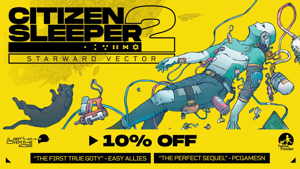 CitizenSleeper's tweet image. Citizen Sleeper 2 is on sale! 💫
"phenomenal, evocative, and haunting" - Indie Informer
Get ✨10% off✨ one of the highest rated indie games of 2025 in the Steam Spring Sale!