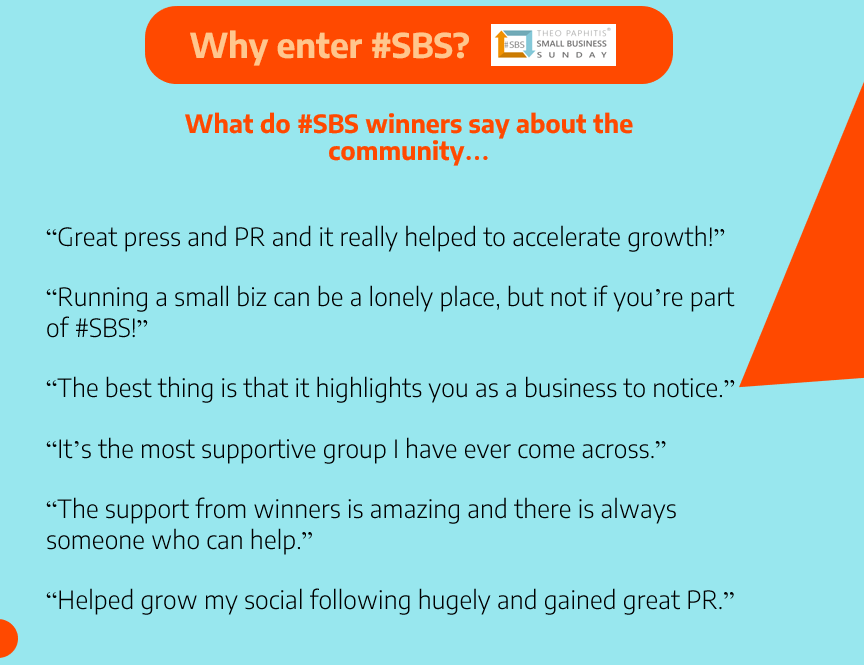 Don't forget that #SBS happens every Sunday! If you know a small business owner that would benefit from this incredible community, let them know. 

Tweet <a href="/TheoPaphitis/">Theo Paphitis</a> between 5-7.30pm every Sunday and tell him all about your #smallbusiness make sure to include the allimportant