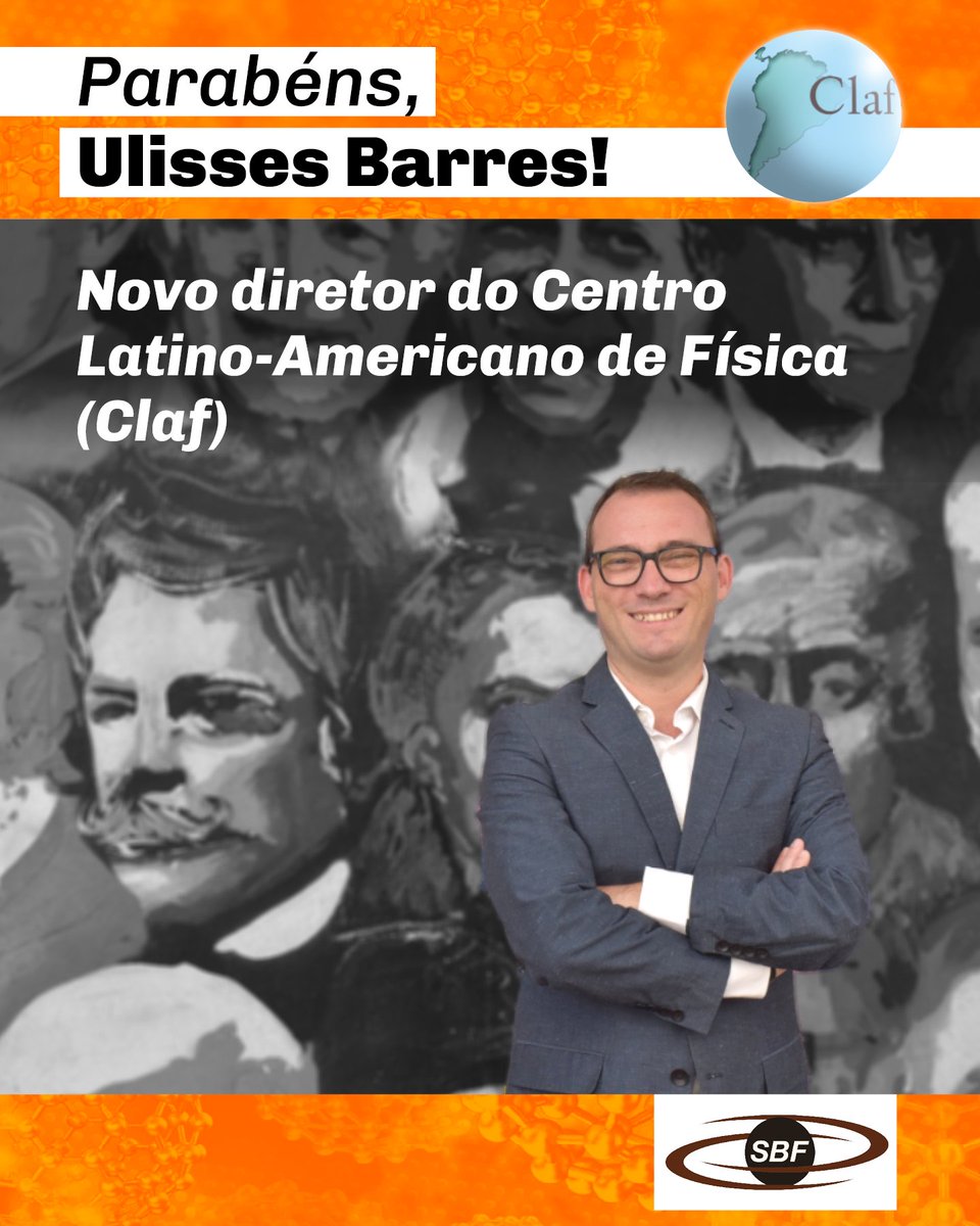 Hoje, vamos celebrar o reconhecimento do físico Ulisses Barres (CBPF), que  assume a diretoria do Centro Latino-americano de Física (Claf). Parabéns! Sua posse é o reflexo de sua contribuição à Física e da relevância da pesquisa nacional ao continente.

#sbfísica #CBPF #Claf