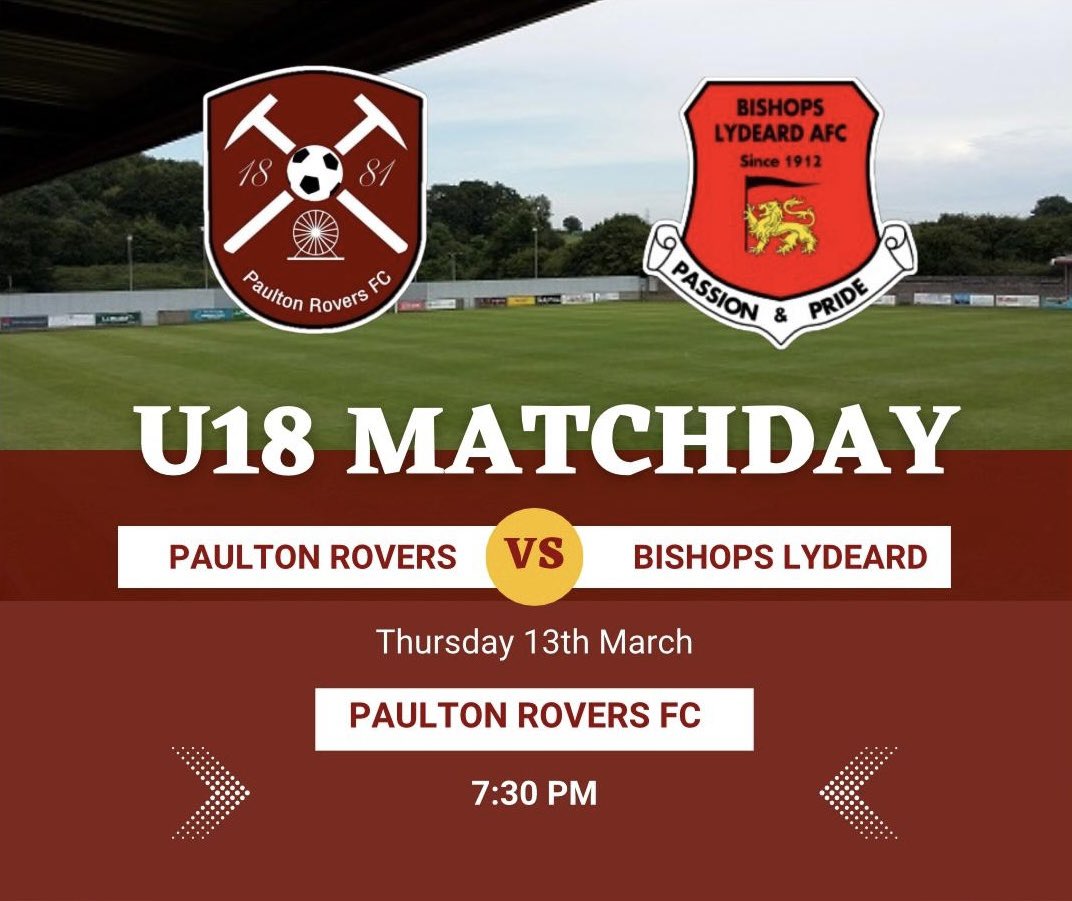 Paulton Rovers DC (@paultonroversdc) on Twitter photo ⚽️ Matchday ⚽️
Roger Stone Memorial Cup 🏆
The U18’s welcome Bishops Lydeard to Paulton Rovers this evening for a 7:30pm KO
Come along and support the boys as they look to progress into the next round 👌
<a href="/wcfyl/">Western Counties Floodlight Youth League</a> ⚽️ Matchday ⚽️
Roger Stone Memorial Cup 🏆
The U18’s welcome Bishops Lydeard to Paulton Rovers this evening for a 7:30pm KO
Come along and support the boys as they look to progress into the next round 👌
<a href="/wcfyl/">Western Counties Floodlight Youth League</a>