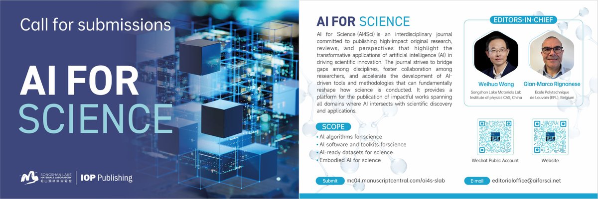 Janosh (@jrib_) on Twitter photo by what i can only assume was an unlikely chain of events, i was asked to serve as associate editor on the editorial board of IOP's new "AI for Science" journal (iopscience.iop.org/journal/3050-2…) that launched this week. i was asked to offer some guidance and actively solicit manuscripts by what i can only assume was an unlikely chain of events, i was asked to serve as associate editor on the editorial board of IOP's new "AI for Science" journal (iopscience.iop.org/journal/3050-2…) that launched this week. i was asked to offer some guidance and actively solicit manuscripts