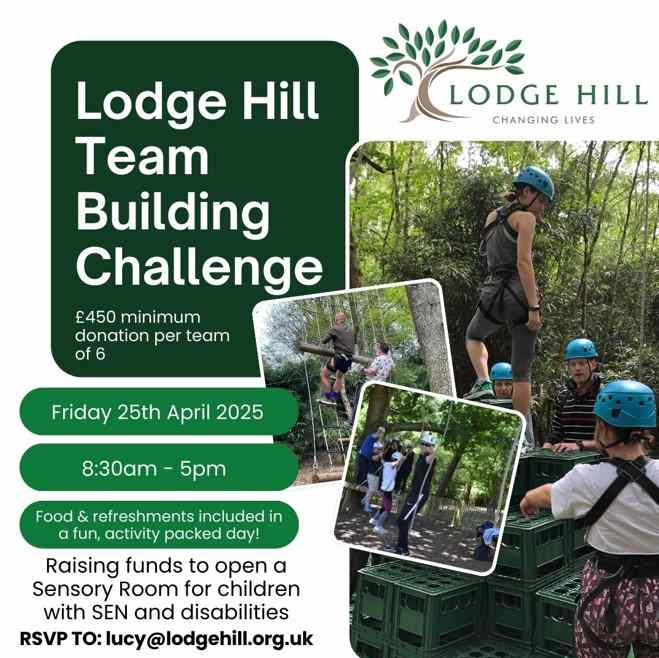 Burgess Hill Business Parks Association (@bhbpa_co_uk) on Twitter photo Team Building Challenge
<a href="/LodgeHillCentre/">Lodge Hill Centre</a> Team Building Challenge
Friday 25th April 8.30am - 5.30pm
£450 minimum donation per team of six
Please RSVP to Lucy@lodgehill.org.uk Team Building Challenge
<a href="/LodgeHillCentre/">Lodge Hill Centre</a> Team Building Challenge
Friday 25th April 8.30am - 5.30pm
£450 minimum donation per team of six
Please RSVP to Lucy@lodgehill.org.uk