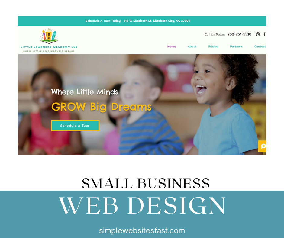 WebSitesInAWeek's tweet image. Simple Websites Fast recently finished a website for Little Learners Academy. View our small business packages. bit.ly/3y4UmAw #SimpleWebsitesFast #webdesign #smallbusiness #daycare #childcare