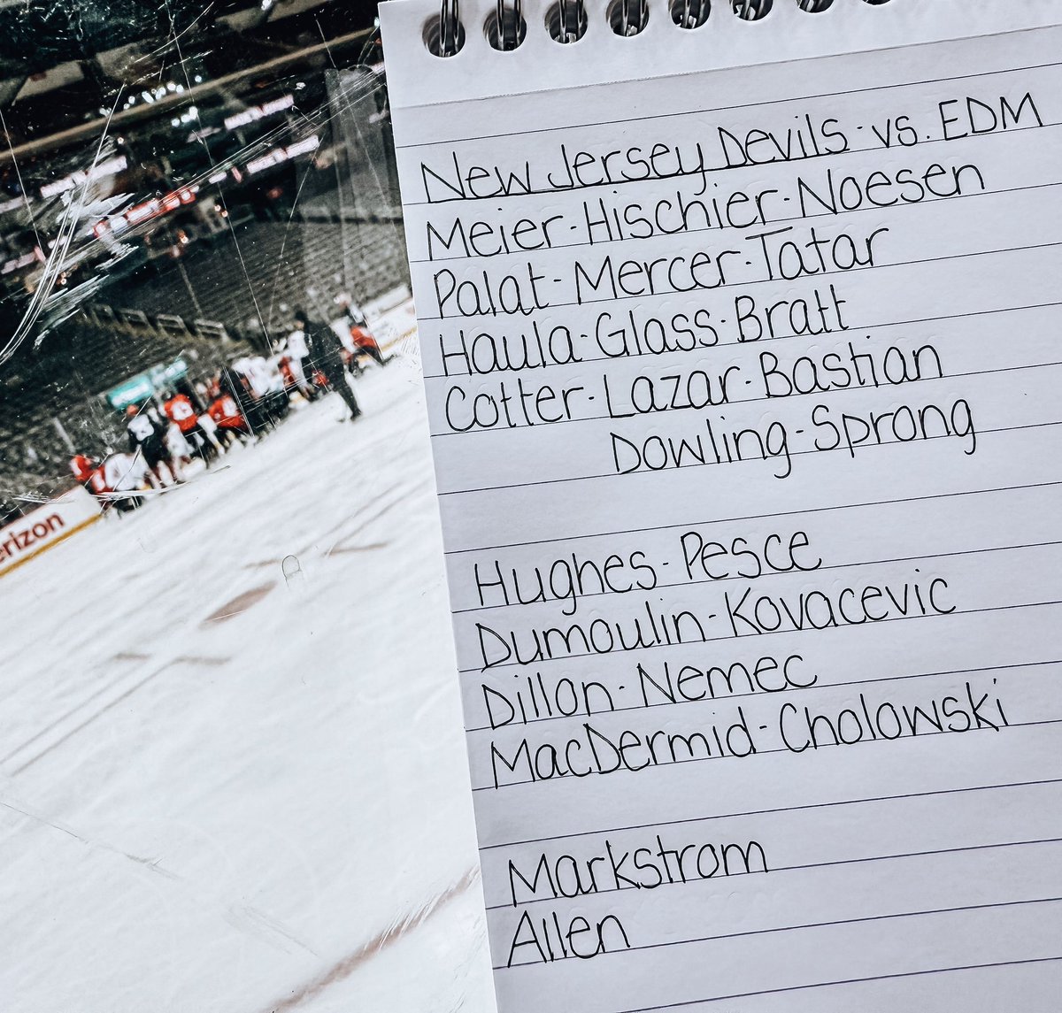 amandacstein's tweet photo. Only change, based on morning skate, is Simon Nemec entering the lineup for #NJDevils against the Oilers.
Here’s how everyone is skating: https://t.co/34623rVu8h