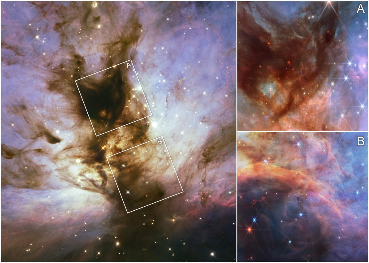 AsgardiaSpace's tweet image. 🌌 Webb’s infrared vision just unveiled brown dwarfs in the Flame Nebula! These faint objects, some just 2-3 times Jupiter’s mass, offer new clues about star formation. Hubble paved the way, but Webb is rewriting the story of cosmic nurseries.  

#JWST #FlameNebula #SpaceScience