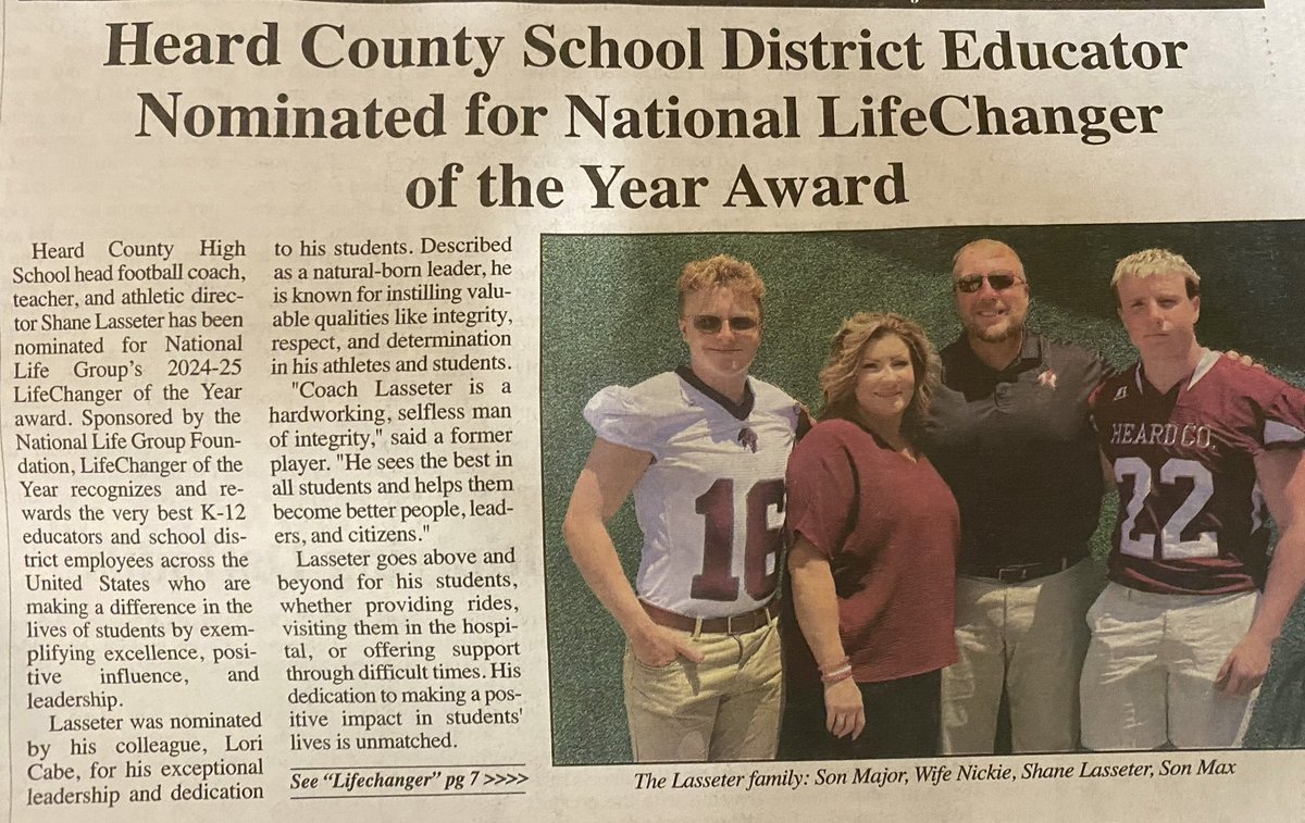 Heard County Braves Football (@heardbraves) on Twitter photo Congratulations to Coach <a href="/LasseterShane/">Shane Lasseter</a> on this nomination. If you know Coach and his dedication to Heard County, this wonโt surprise you at all. Youโd be hard pressed to find someone whoโs given more to a place and cares about it in whole. From the community, to athletics, Congratulations to Coach <a href="/LasseterShane/">Shane Lasseter</a> on this nomination. If you know Coach and his dedication to Heard County, this wonโt surprise you at all. Youโd be hard pressed to find someone whoโs given more to a place and cares about it in whole. From the community, to athletics,
