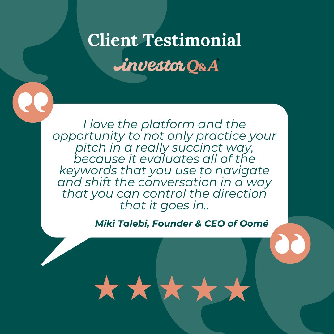 🧩 You Cannot Control Investor Questions, but you can Control Answers.

The ultimate power lies in InvestorQ&amp;A's Practice Console!👇👇

#Training #InvestorReady #BusinessGrowth #Success #VentureCapital #InvestorReady #Pitch #Competition #Investment #WomenEntrepreneurs #startup