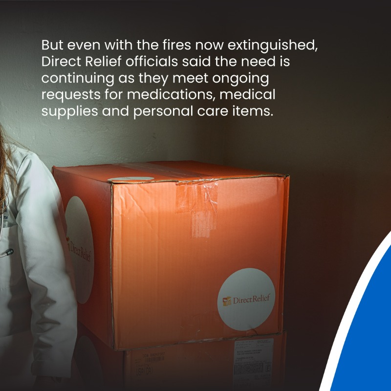 Amgen's tweet photo. The #SoCalFires devastated communities in early 2025, but organizations like @DirectRelief continue to help.

Amgen and the Amgen Foundation donated $10 million to support wildfires relief efforts.

🔗 Read more here:  https://t.co/4BXgF6Pg5A…

#EatonFire #palisadesfire