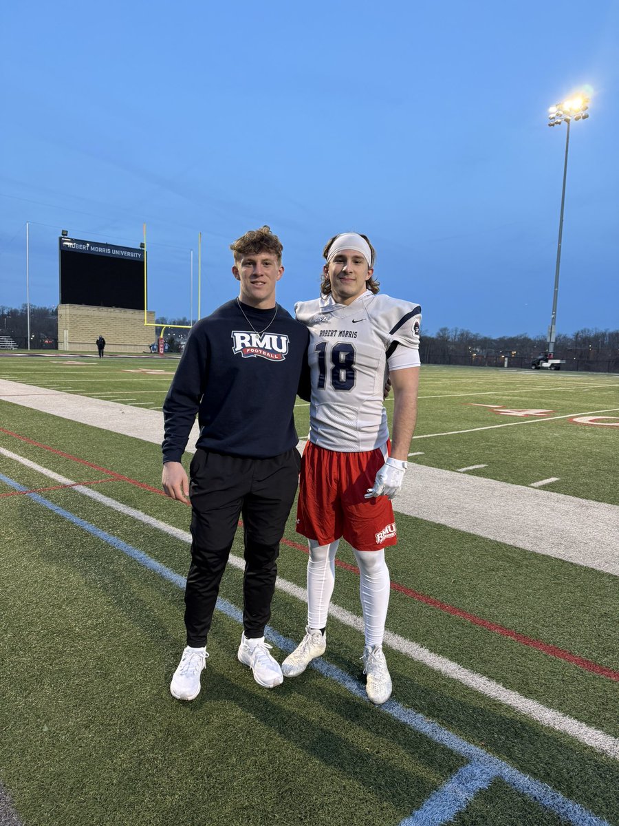 HutterBrody's tweet image. I enjoyed spring practice this morning @RMU_Football thanks @CoachMakrinos @FlashTanski @80sCane57 for the warm welcome. @HutterJackson @wpialsportsnews @WPIAL_Insider @PAPrepsRivals @BillBeckner