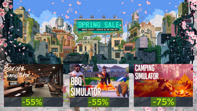 CompactCore's tweet image. 🌸 Spring Sale is Here! 🌸
CubeCube games are now on sale on Steam with big discounts! 🎮☕
Barista Simulator 55% OFF, Camping Simulator 75% OFF, BBQ Simulator 55% OFF!
Don’t miss out, play now! 🔥🌿
#Sales #gamedevs #Barista #BBQ #camping #steam #gamedevs #gaming #gamer