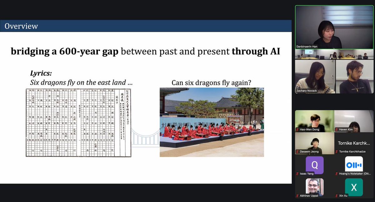 UCSD-MUSAIC (@musaic_ucsd) on Twitter photo We had Danbinaerin Han <a href="/DanbiNaerinHan/">DanbinaerinHan</a> as our guest speaker! She presented her ISMIR 2024 Best Paper Award-winning work, Six Dragons Fly Again. We were also privileged to have the paper’s last author, Professor Dasaem Jeong <a href="/DasaemJ/">Dasaem Jeong</a>, join us. Thanks for coming, Danbi and Dasaem! We had Danbinaerin Han <a href="/DanbiNaerinHan/">DanbinaerinHan</a> as our guest speaker! She presented her ISMIR 2024 Best Paper Award-winning work, Six Dragons Fly Again. We were also privileged to have the paper’s last author, Professor Dasaem Jeong <a href="/DasaemJ/">Dasaem Jeong</a>, join us. Thanks for coming, Danbi and Dasaem!