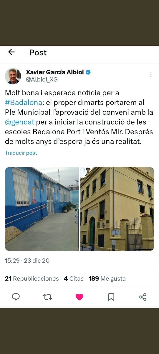 AFA Escola BDN Port (@badalonaport) on Twitter photo Bona tarda alcalde <a href="/Albiol_XG/">Xavier García Albiol</a> i regidor <a href="/daniel_gracia/">Daniel Gracia</a>. Tenim noticies de l'actualització del conveni amb <a href="/educaciocat/">Educació</a> que ha de permetre la construcció de l'escola Badalona port? SI o NO és sencill . Menys marketing i mes realitats! <a href="/bdncom/">Badalona Comunicació</a> <a href="/Totbadalona/">TOT Badalona</a> <a href="/VentosMir/">AFA Escola Ventós Mir</a> Bona tarda alcalde <a href="/Albiol_XG/">Xavier García Albiol</a> i regidor <a href="/daniel_gracia/">Daniel Gracia</a>. Tenim noticies de l'actualització del conveni amb <a href="/educaciocat/">Educació</a> que ha de permetre la construcció de l'escola Badalona port? SI o NO és sencill . Menys marketing i mes realitats! <a href="/bdncom/">Badalona Comunicació</a> <a href="/Totbadalona/">TOT Badalona</a> <a href="/VentosMir/">AFA Escola Ventós Mir</a>