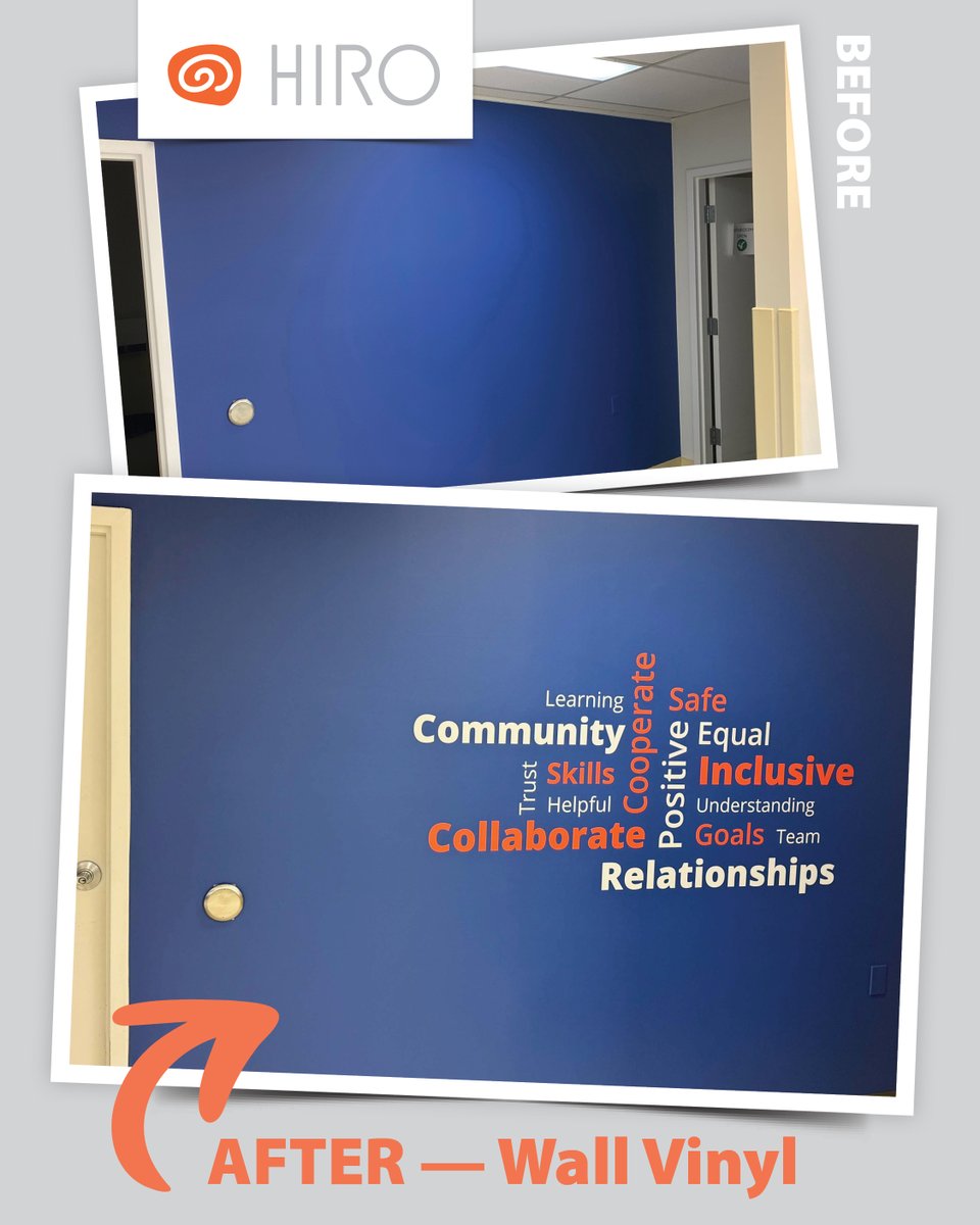 Head Injury Rehabilitation Ontario (HIRO) recently refreshed their interior space with a new vinyl word cloud that we designed, printed, and installed. The featured words were shared directly from the clients of HIRO, and capture the journey of rehabilitation and the support...