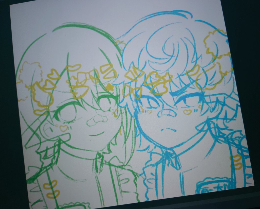 「下書きなんだけど可愛すぎんか〜???天才???? 」|けろはる🐸ゲーマー絵描き🖤💙のイラスト