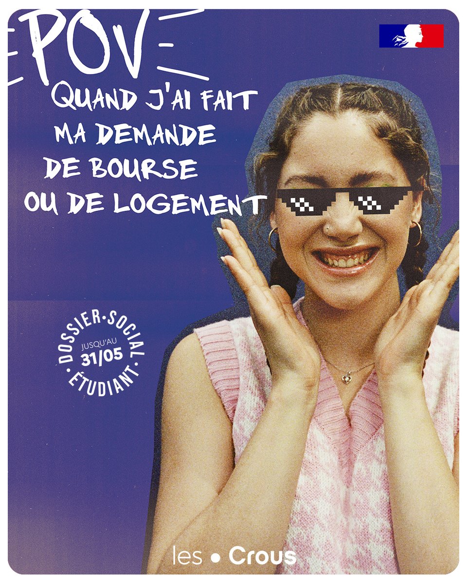 Quand j’ai fait ma demande de bourse ou de logement  😎

📢 La demande de Dossier Social étudiant pour l'année 2025-2026 est ouverte ! 

👉 JeDemandeMaBourse.lesCrous.fr