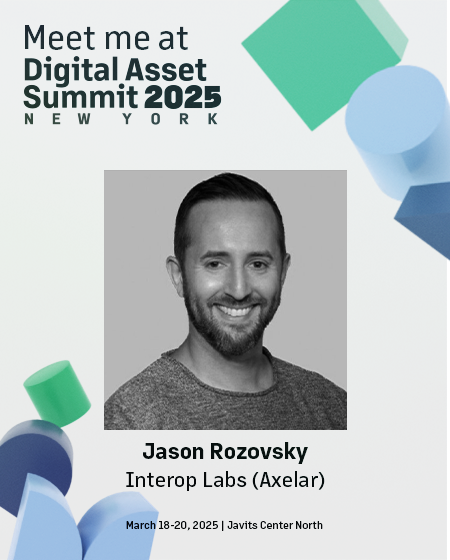 Jason Rozovsky (@jasonrozovsky) on Twitter photo Excited for the <a href="/blockworksDAS/">Digital Asset Summit 2025</a> in NYC next week - reach out if you're in town and want to chat about <a href="/axelar/">Axelar Network</a>! Excited for the <a href="/blockworksDAS/">Digital Asset Summit 2025</a> in NYC next week - reach out if you're in town and want to chat about <a href="/axelar/">Axelar Network</a>!