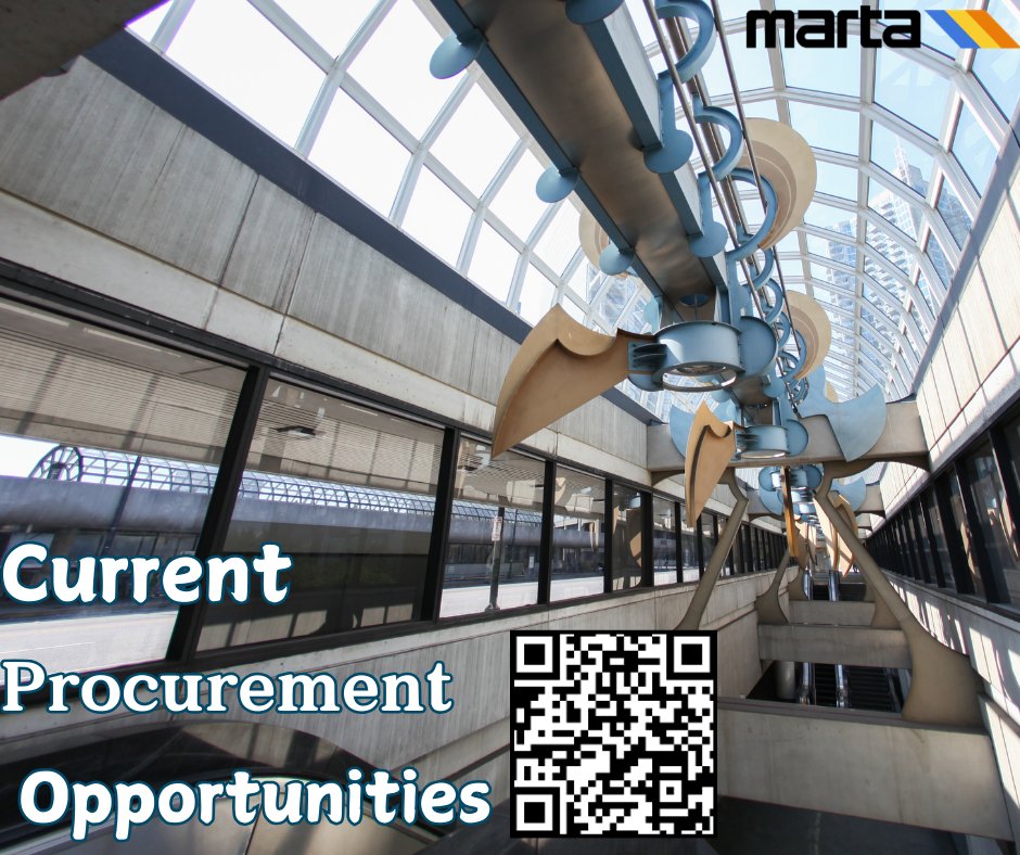 MARTA is Open for Business! If you're looking to expand your business, visit martabid.marta.net/CurrentOpportu…

#MARTAOpportunities #BidOpportunities #CurrentOpportunities #Bids #RFP #RequestforProposals #IFB #InvitationforBids #RFQ #RequestforQuotations #SupplierDiversity #openforbusiness