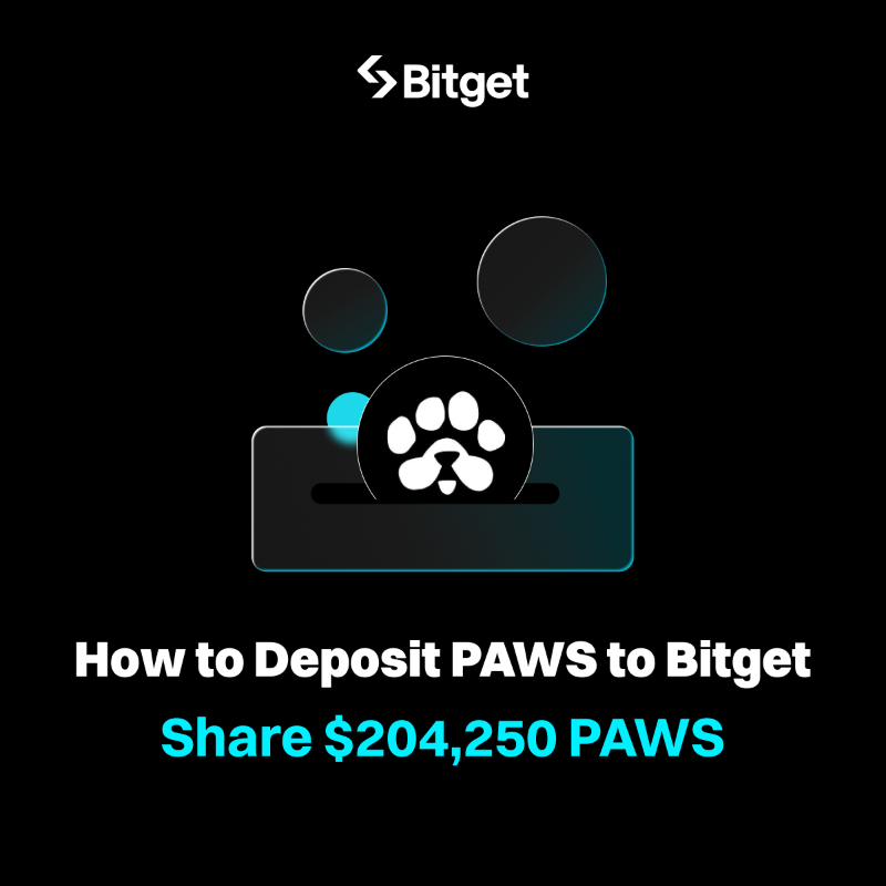 bitget's tweet photo. How to deposit $PAWS @GOTPAWSED to #Bitget and share $204,250 PAWS? 🐾

1️⃣ Go to the PAWS website: https://t.co/xjcOrKZiKG
2️⃣ Find details in Bitget app: see posters 
3️⃣ Enter your UID &amp; deposit address 

🆓 Earn an extra $5–$100 in $PAWS — FCFS! 

Join now!