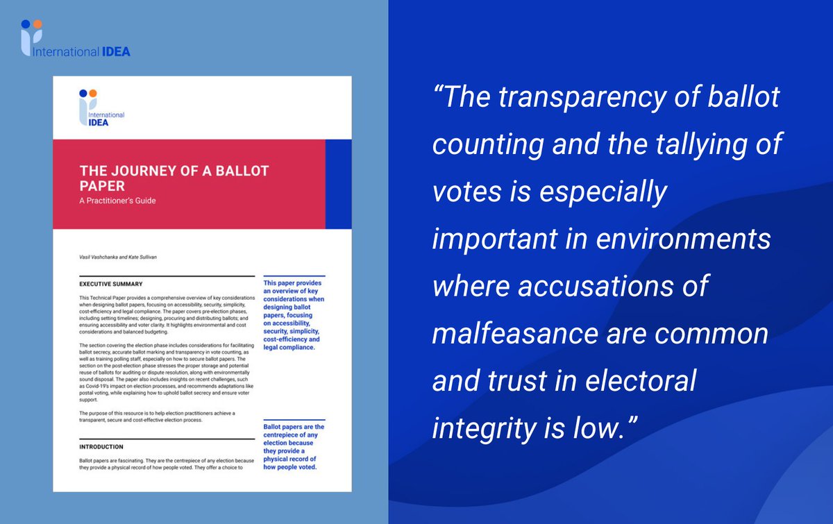 IDEA Publications (@int_idea_pubs) on Twitter photo 🗳️ Ballot papers are at the heart of every #election offering #voters a choice & serving as a powerful democratic symbol. <a href="/Int_IDEA/">International IDEA</a> latest Technical Paper explores key considerations in their design, accessibility, security, simplicity & more. Read here ➡️ doi.org/10.31752/idea.… 🗳️ Ballot papers are at the heart of every #election offering #voters a choice & serving as a powerful democratic symbol. <a href="/Int_IDEA/">International IDEA</a> latest Technical Paper explores key considerations in their design, accessibility, security, simplicity & more. Read here ➡️ doi.org/10.31752/idea.…