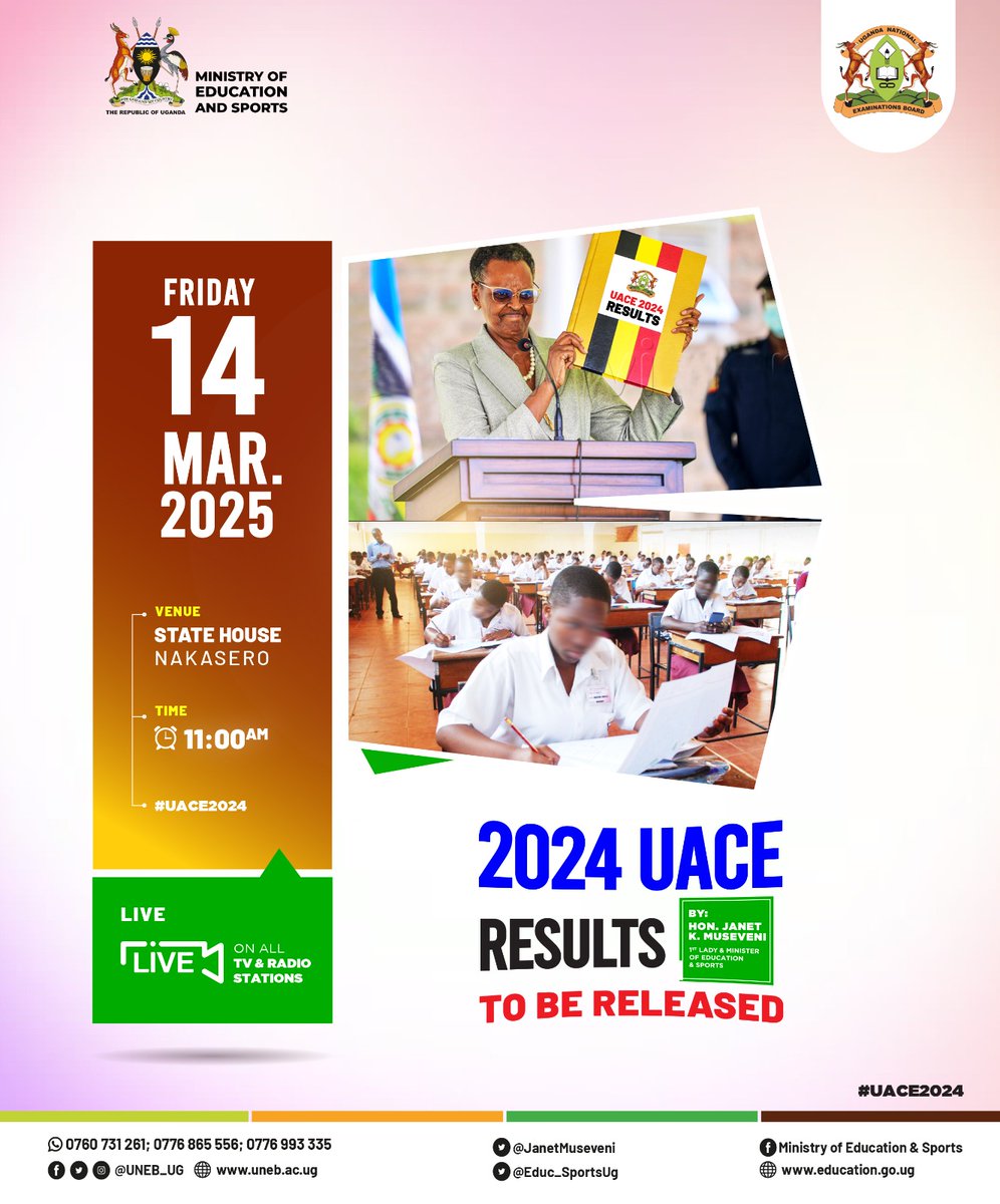 #UACE2024 RESULTS TO BE RELEASED TOMORROW 14TH MARCH 2025.