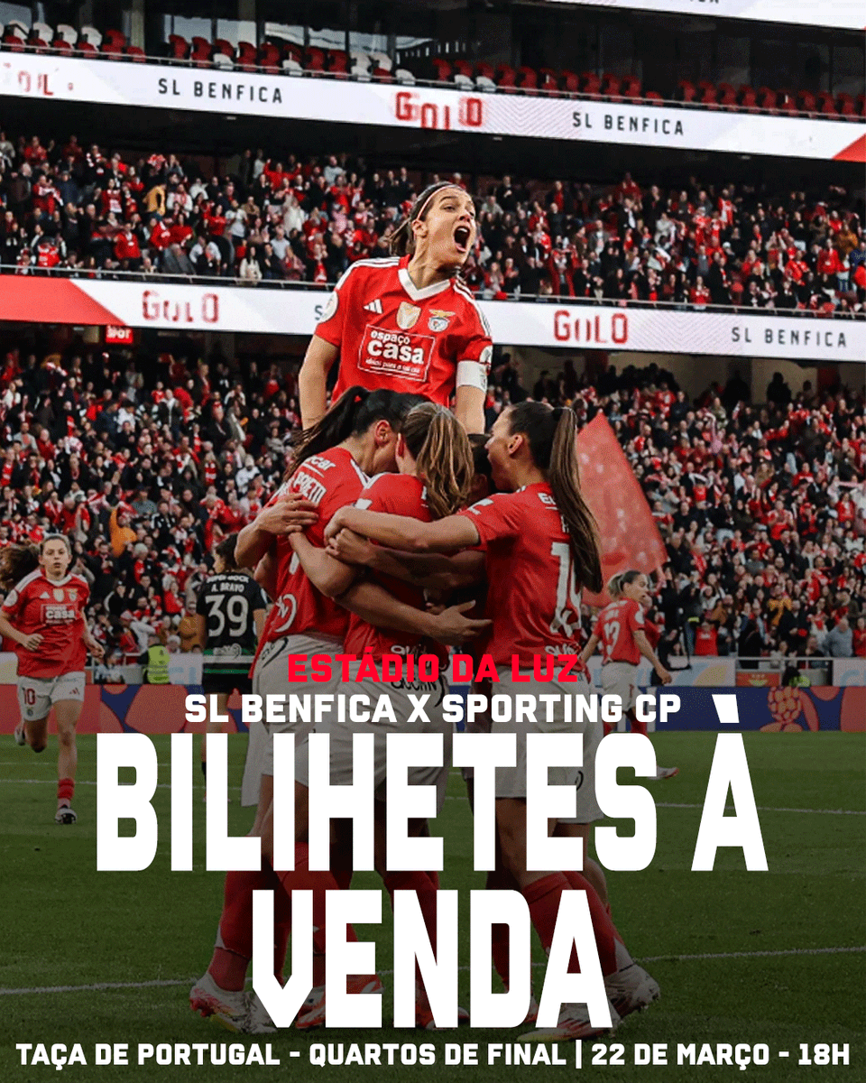 🏟️ Mais uma decisão no 𝐄𝐬𝐭𝐚́𝐝𝐢𝐨 𝐝𝐚 𝐋𝐮𝐳.

ℹ️ 𝐈𝐧𝐟𝐨𝐫𝐦𝐚𝐜̧𝐨̃𝐞𝐬 ➡️ slbenfica.pt/pt-pt/agora/no…
🎫 𝗕𝗶𝗹𝗵𝗲𝘁𝗲𝘀 ➡️ slbenfica.pt/loja/bilhetes/…

- Partilha e vem apoiar a equipa #RumoaoJamor 🦅