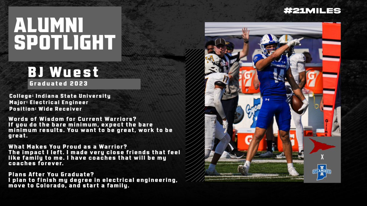 HCWarriorFB's tweet image. 📚 #NextLevelWarrior Spotlight!

Wishing @wuest_bj  all the best with @IndStFB Spring practices! 

#21Miles