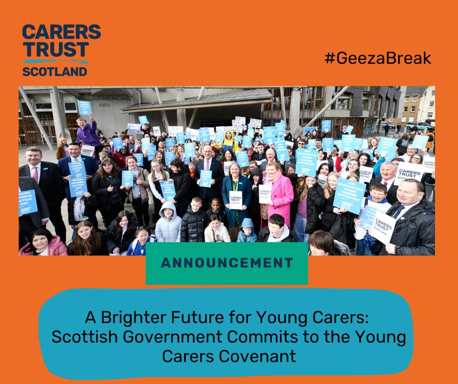 Carers Trust Scotland (@carerstrustscot) on Twitter photo Wonderful news! <a href="/scotgov/">Scottish Government</a> commits to the #YoungCarersCovenant, recognising young carers' vital role. 💙👏 #YoungCarersActionDay #GeezaBreak <a href="/JohnSwinney/">John Swinney</a> <a href="/MareeToddMSP/">Maree Todd</a> Wonderful news! <a href="/scotgov/">Scottish Government</a> commits to the #YoungCarersCovenant, recognising young carers' vital role. 💙👏 #YoungCarersActionDay #GeezaBreak <a href="/JohnSwinney/">John Swinney</a> <a href="/MareeToddMSP/">Maree Todd</a>